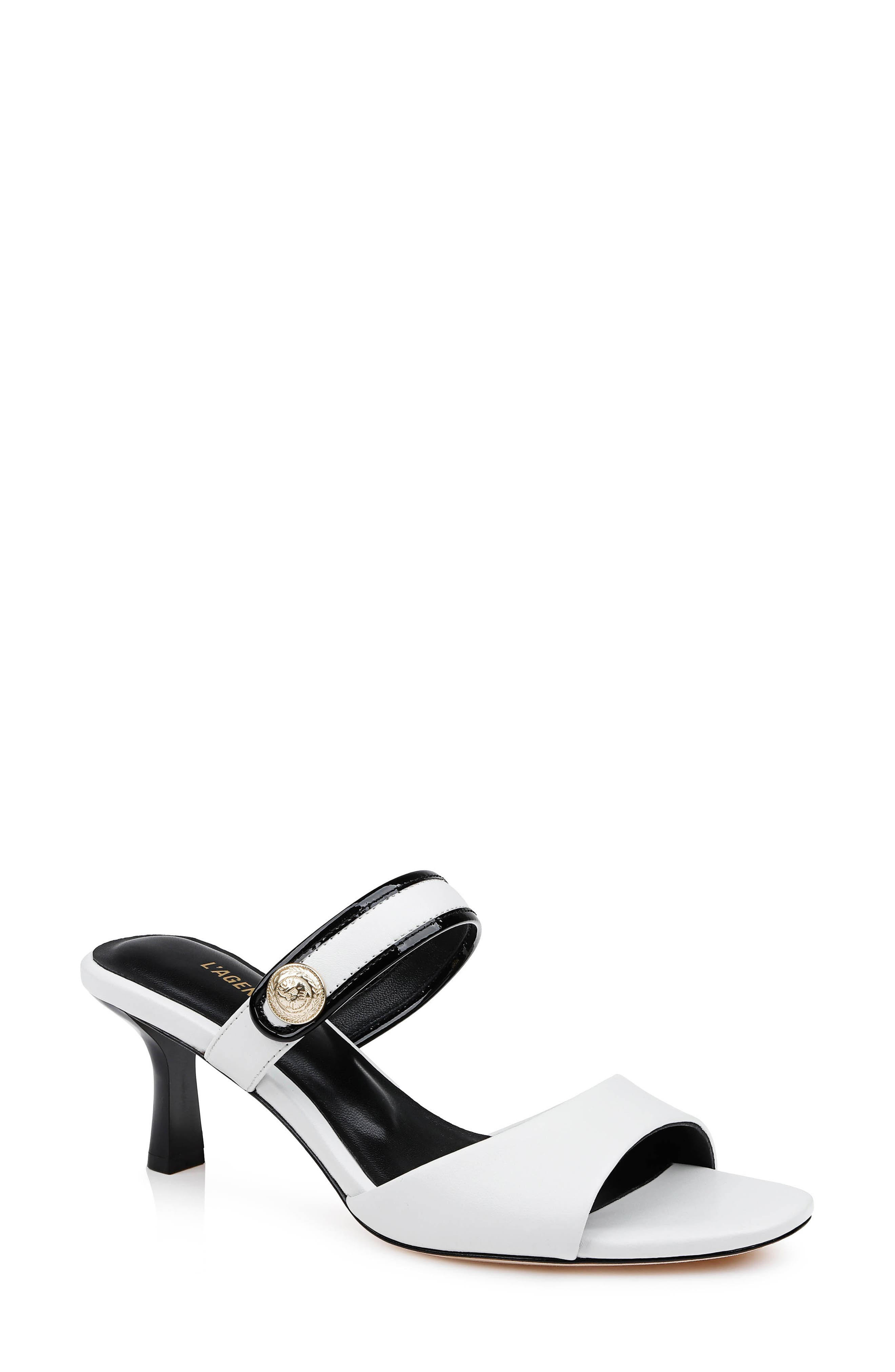 L'AGENCE Giulia Slide Sandal in White Leather at Nordstrom - 1