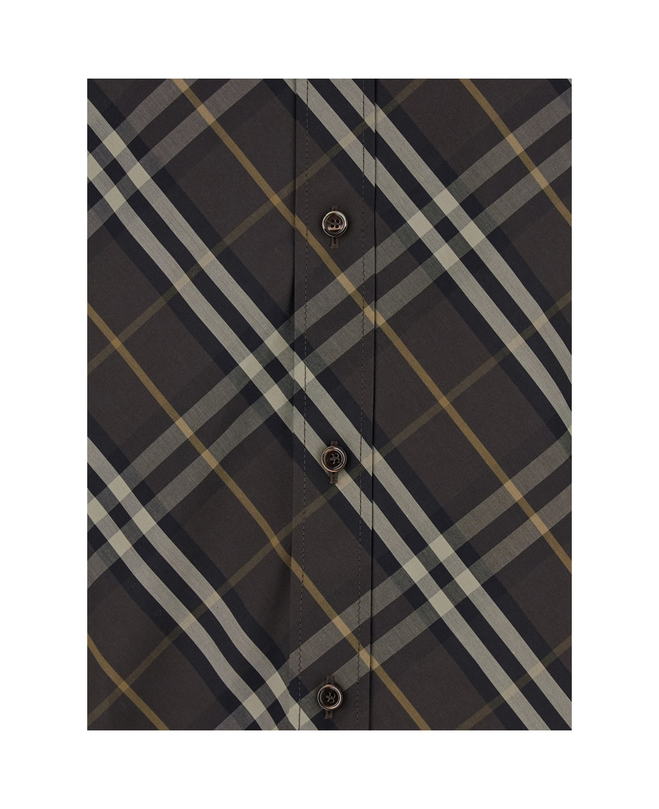 Brown Shirt With All-over Check Motif In Cotton Man - 3
