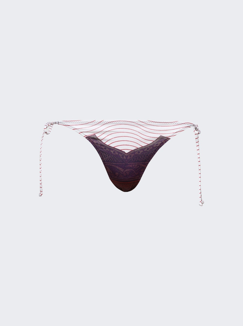 Cartouche Printed Bikini Bottom Burgundy - 1
