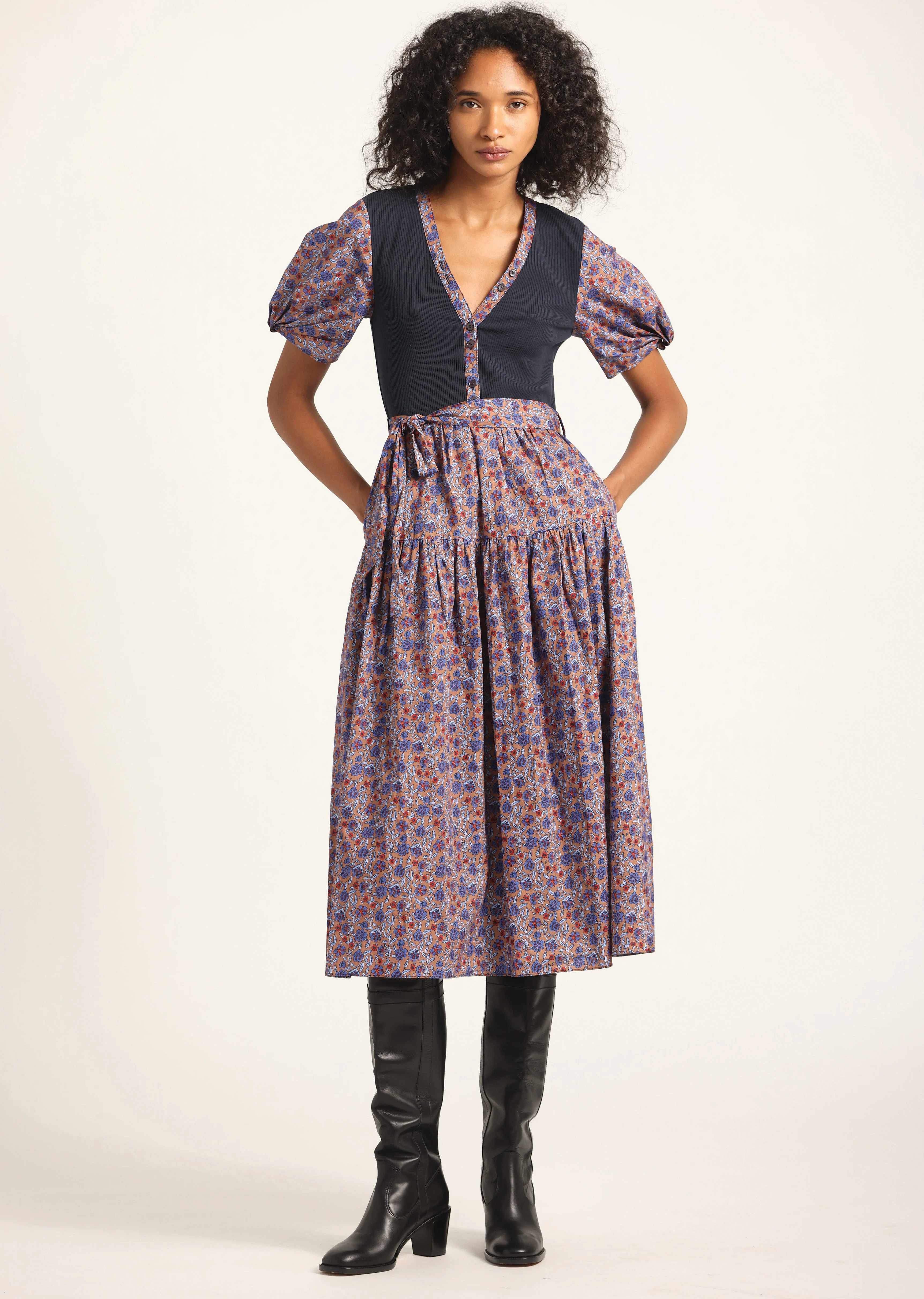 NATALIA MIXED MEDIA DRESS - 1