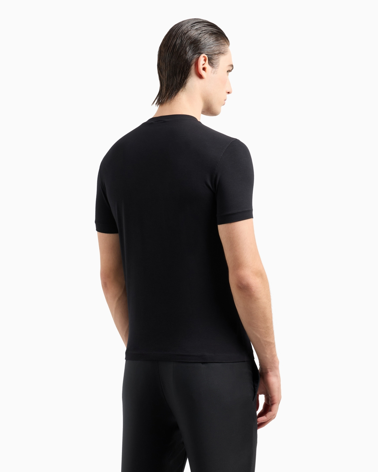 CREW-NECK SHORT-SLEEVED T-SHIRT IN STRETCH VISCOSE JERSEY - 3