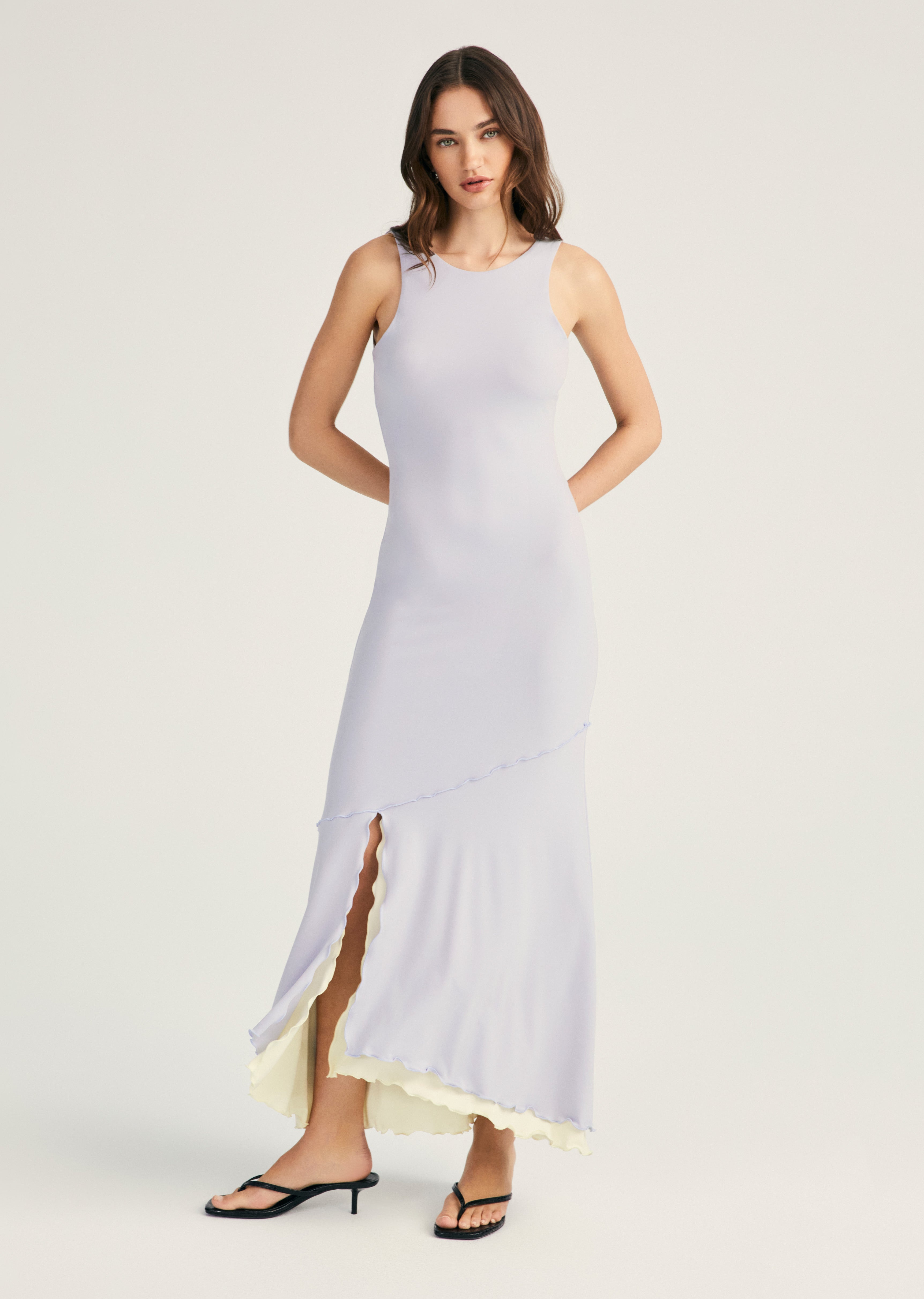 STEPHANIE SLIT HEM SLEEVELESS DRESS - 1