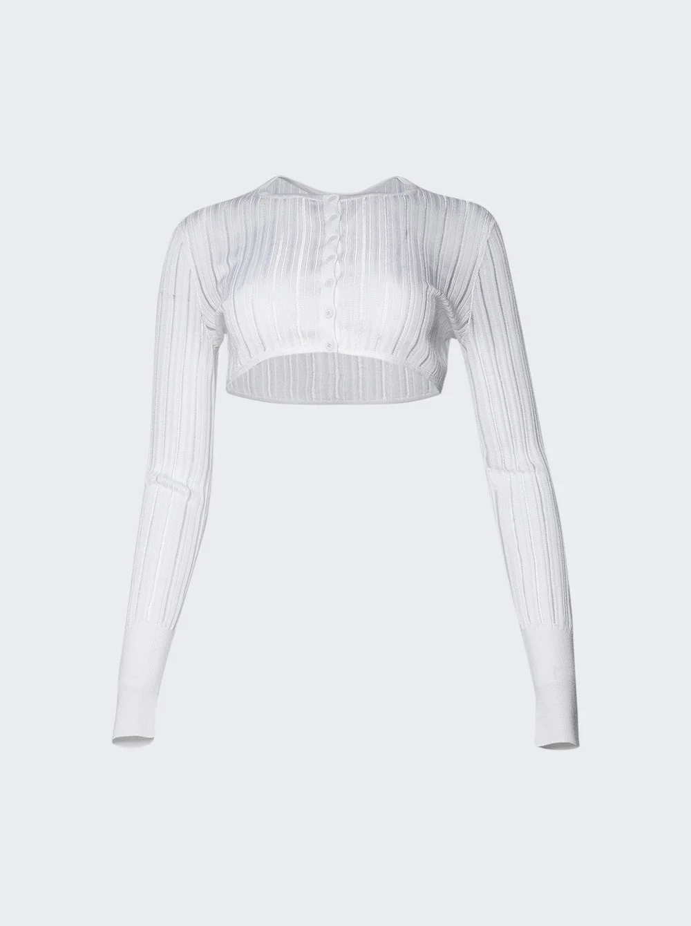 Shiny Crinoline Cropped Cardigan White - 1