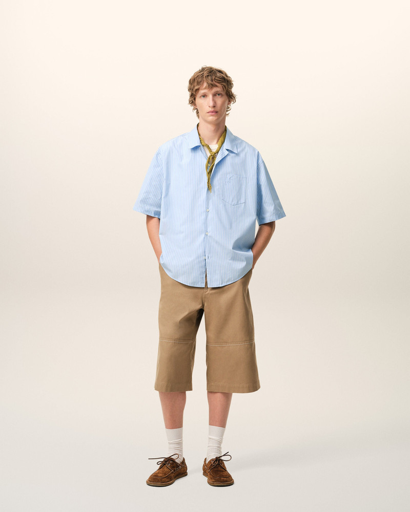 AMI Paris BLUE COTTON SHORT SLEEVE AMI DE COEUR BOXY SHIRT outlook