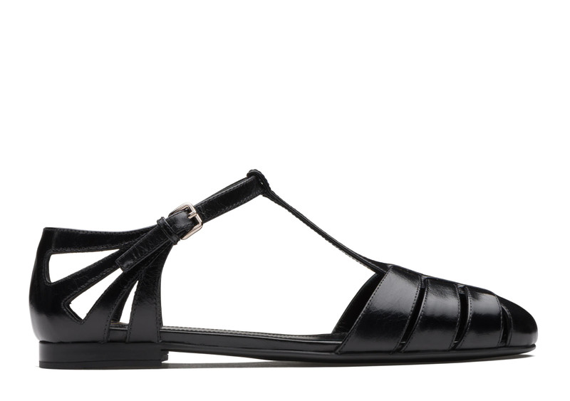 Rainbow
Shine Calf Leather T-Bar Sandal Black 1