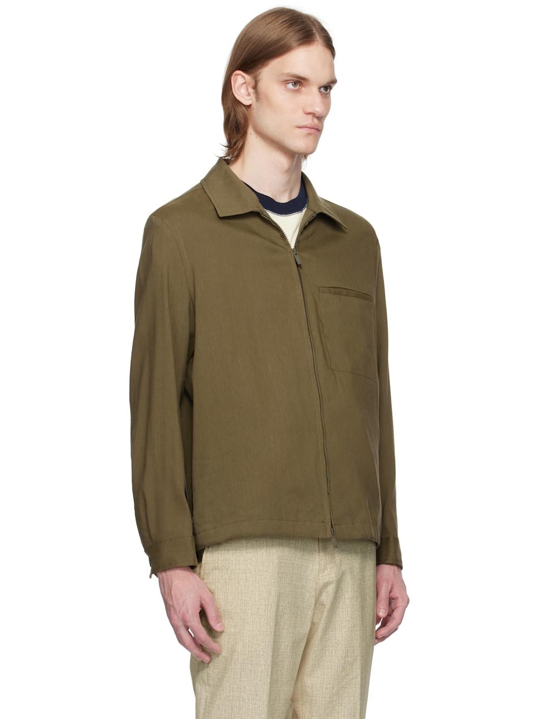 Khaki Relaxed-Fit Zipped Overshirt - 2