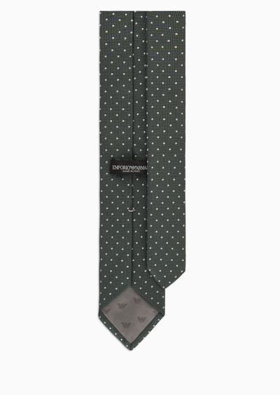 EMPORIO ARMANI Pure silk tie with jacquard polka dot-effect micro-check outlook