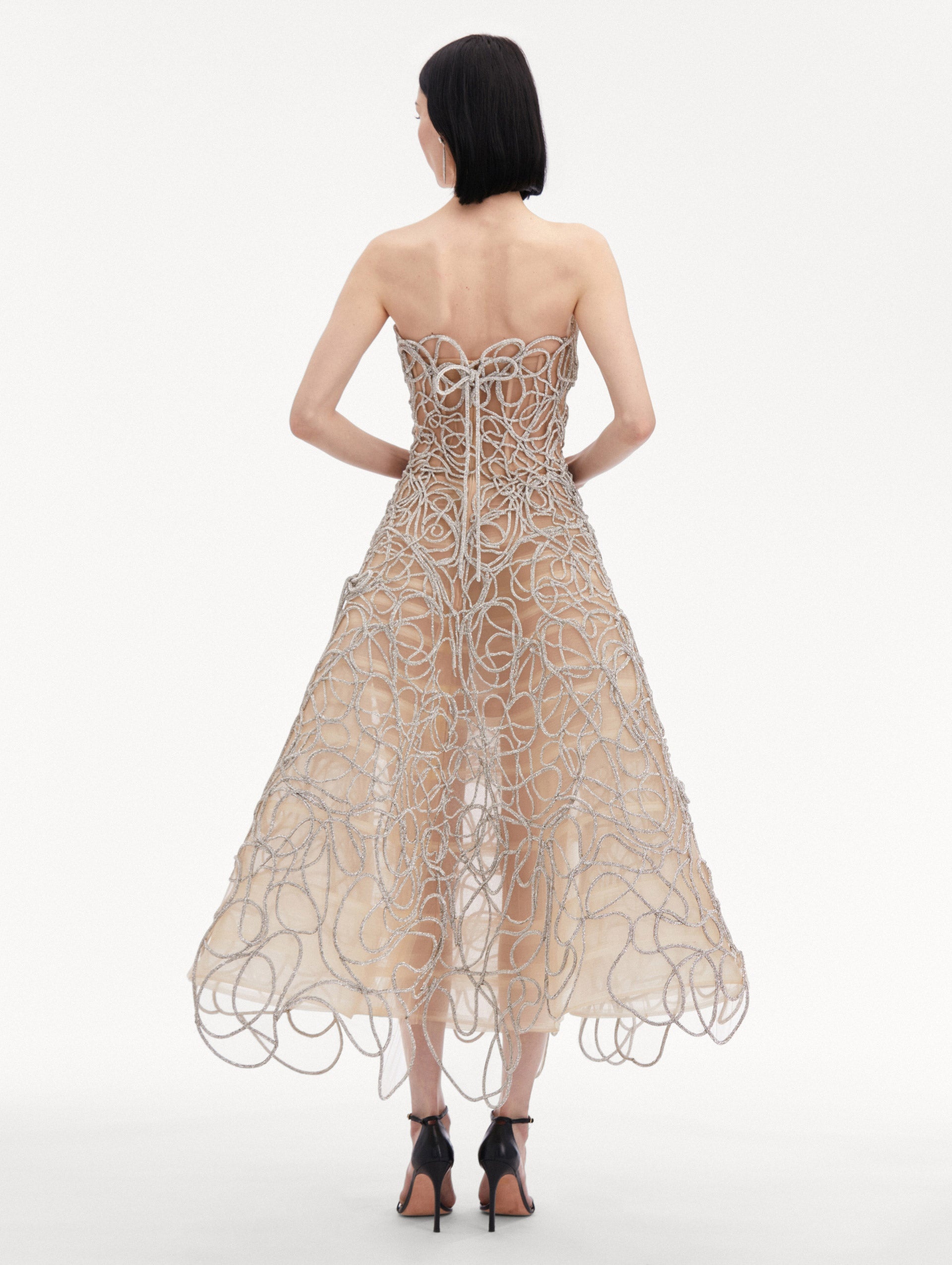 CRYSTAL EMBROIDERED CORD GOWN - 3
