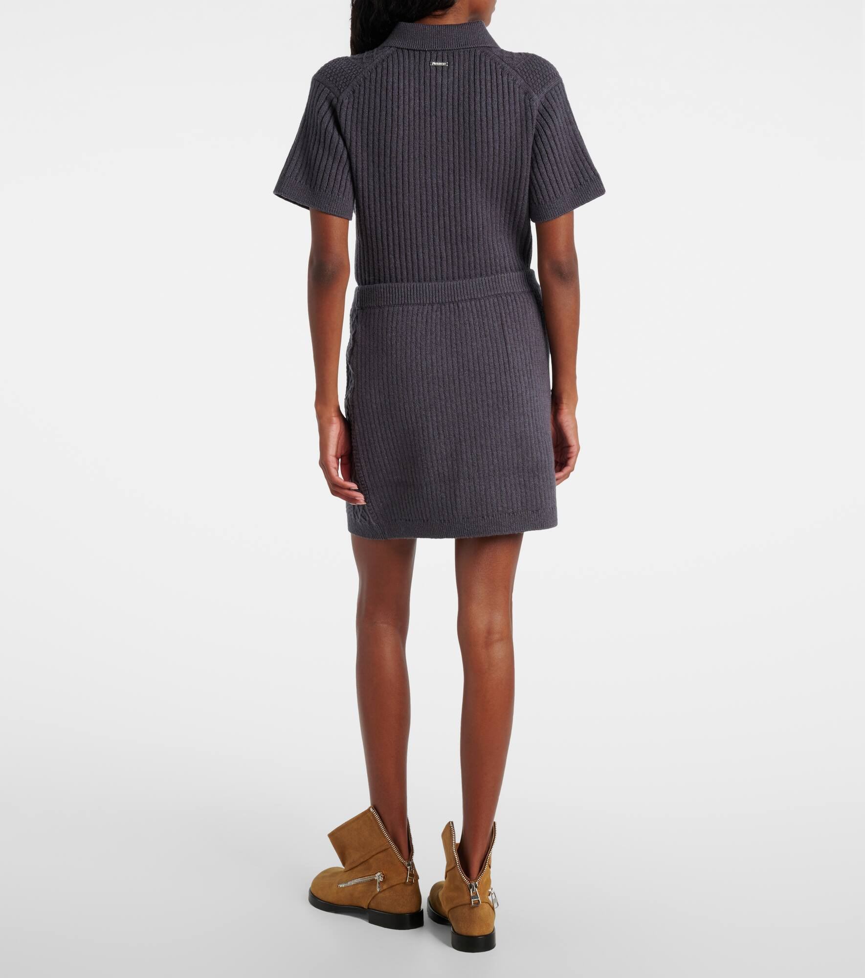 Cable-knit wool and cotton-blend miniskirt - 3