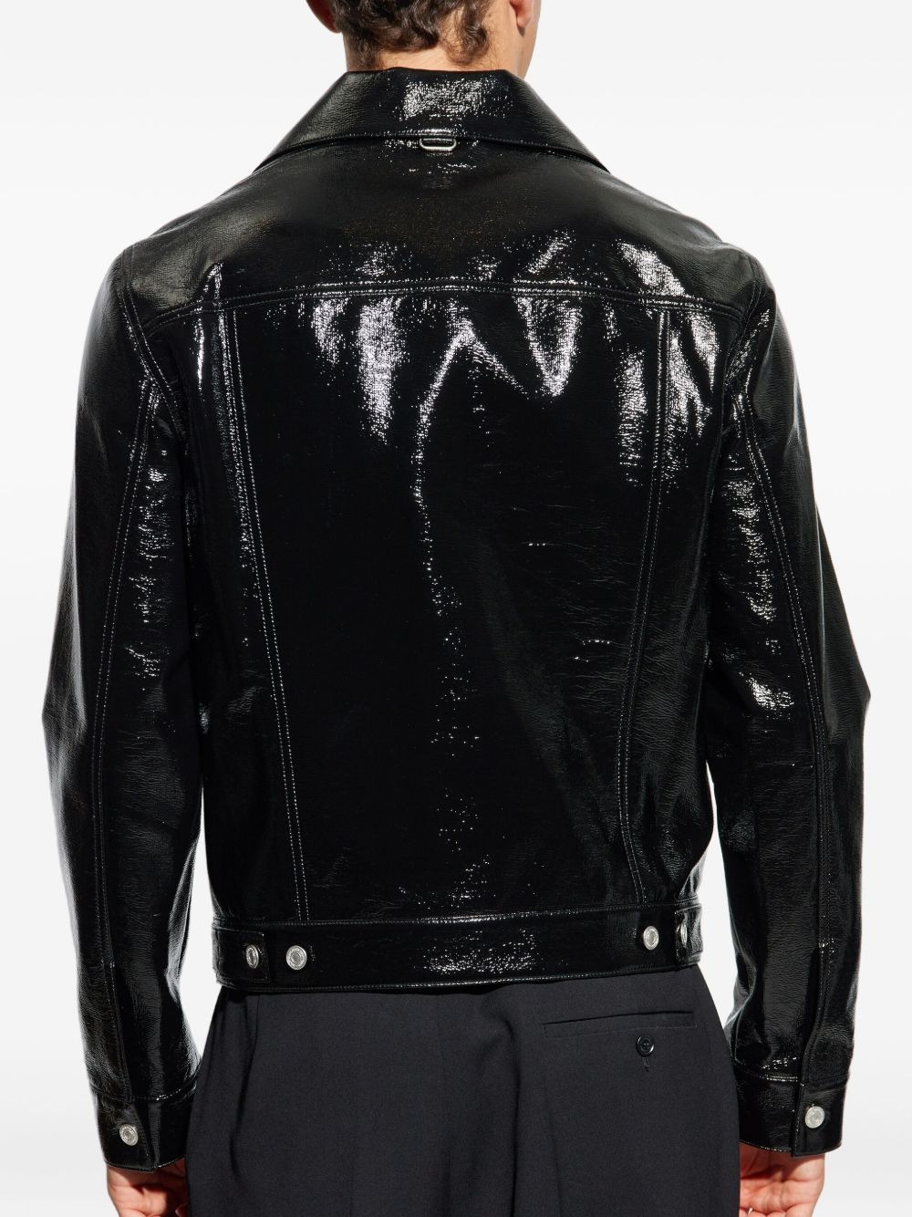 high-shine button-fastening jacket - 4