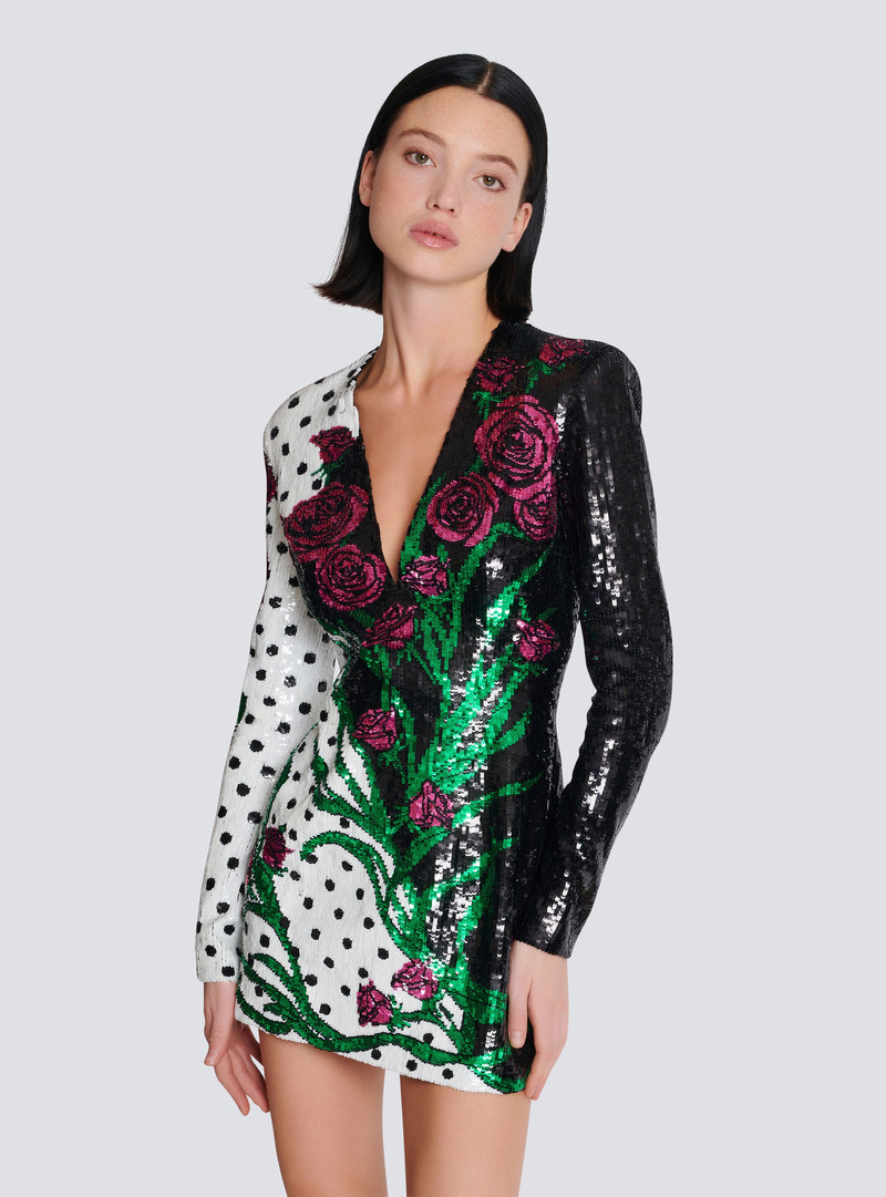 Short embroidered Roses and Polka Dots dress 6