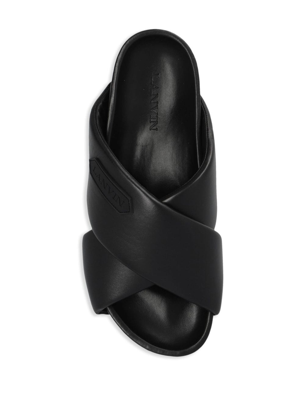 logo-appliquÃ© crossover leather slides - 4