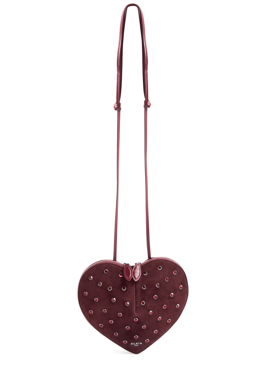 Alaïa Le Coeur Crystal-embellished Suede Cross-body bag - 1