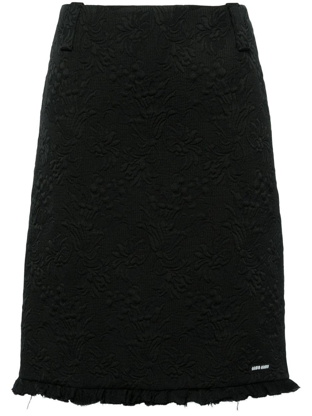 floral-matelassé pencil skirt - 1