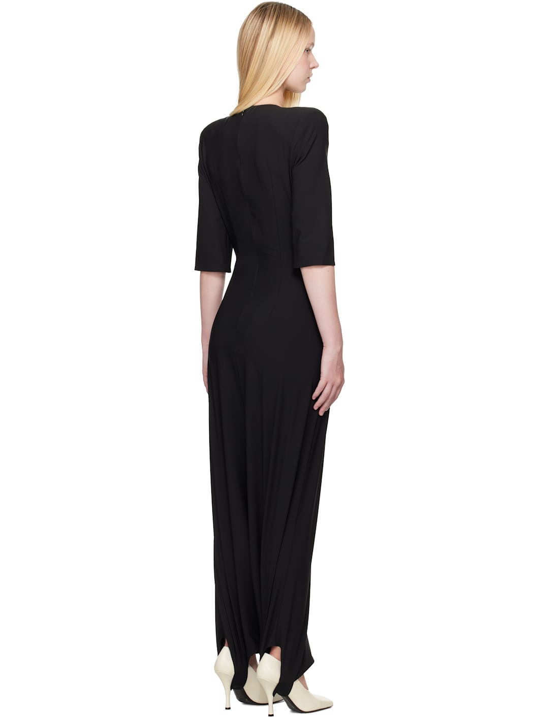 Black Tailored Fuseau Maxi Dress - 3