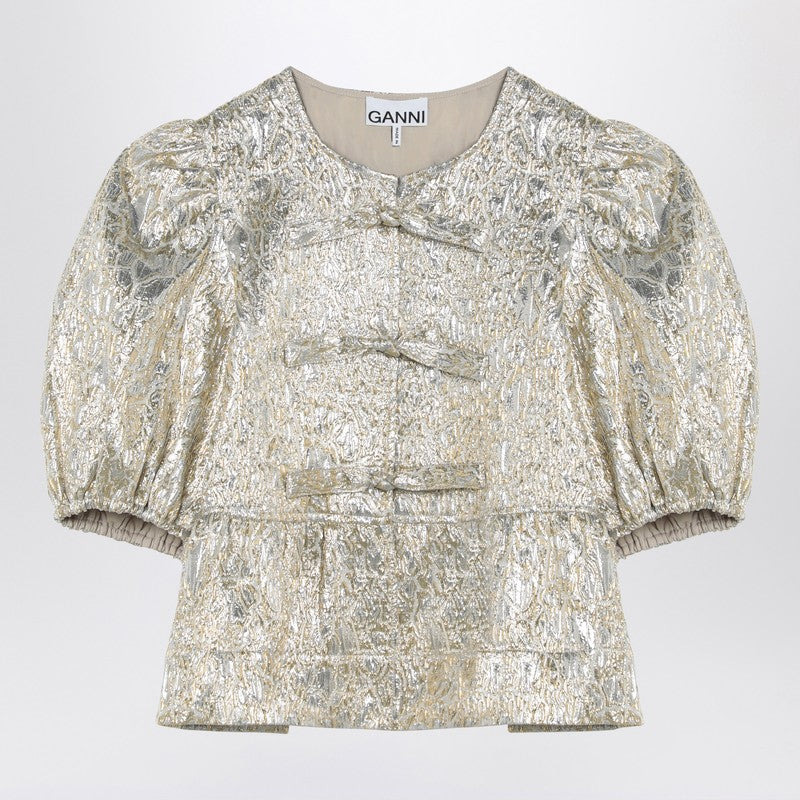 Ganni Gold/Silver Blouse With Bows Women - 1