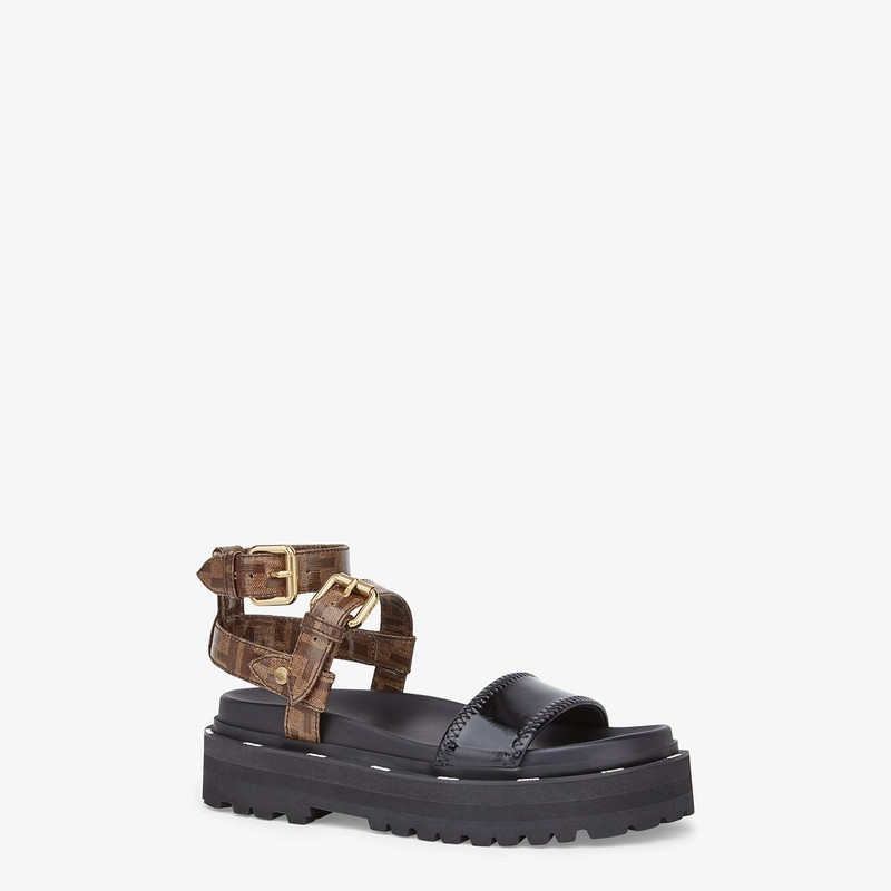 FENDI Sandals in glossy black neoprene outlook
