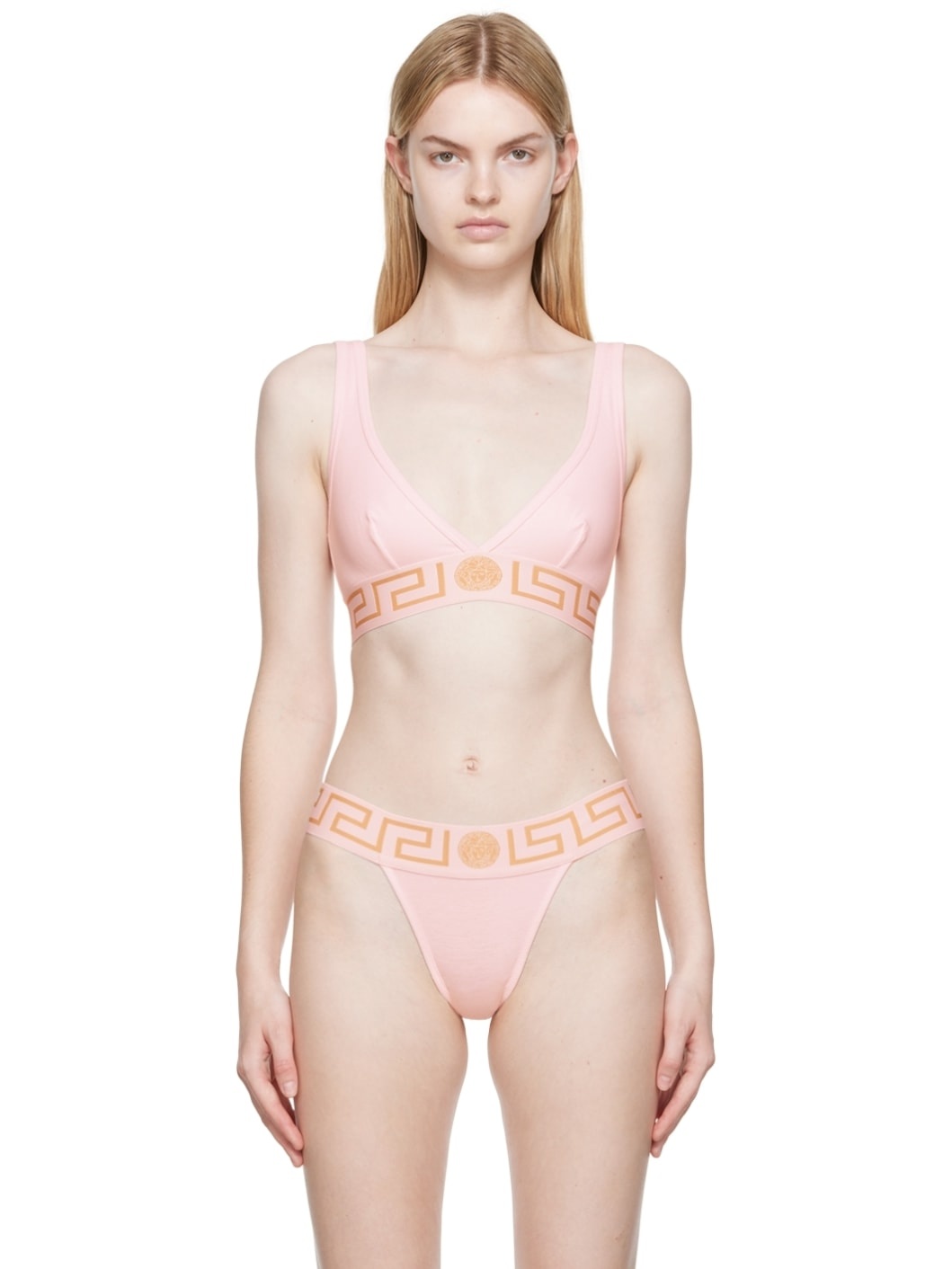 Pink Greca Border Bralette - 1