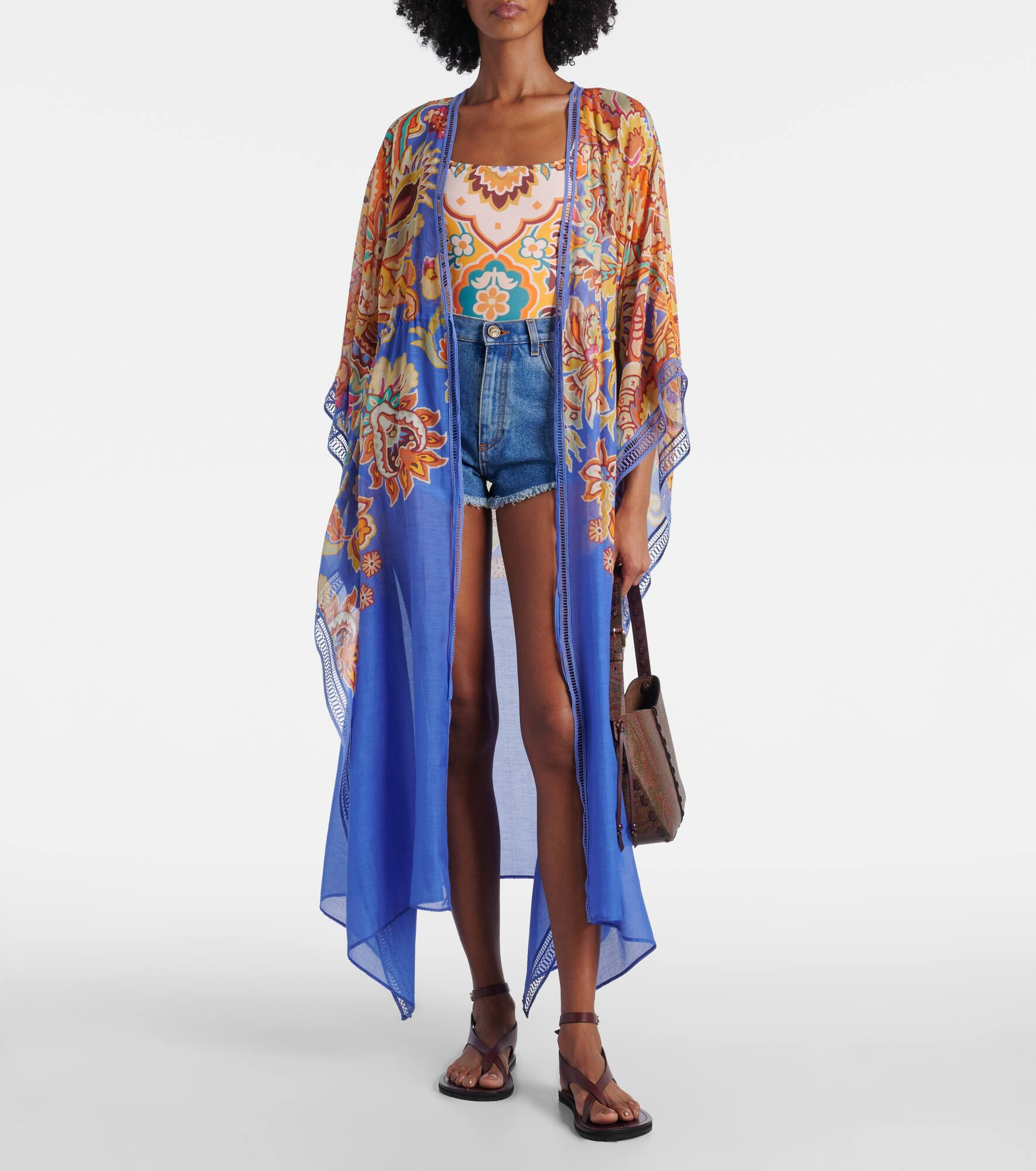Printed cotton and silk beach cover-up - 2