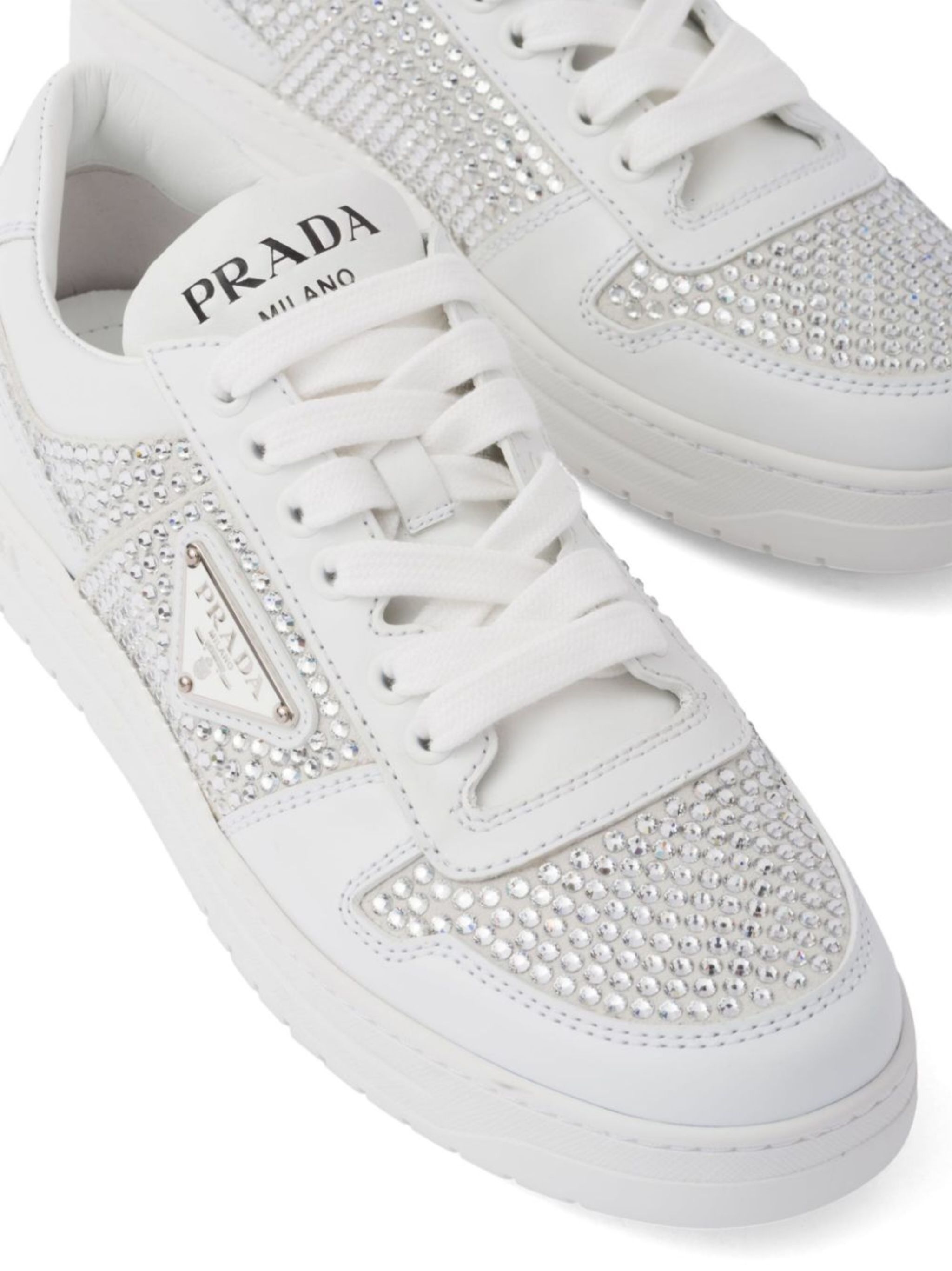 crystal-embellished leather sneakers - 5