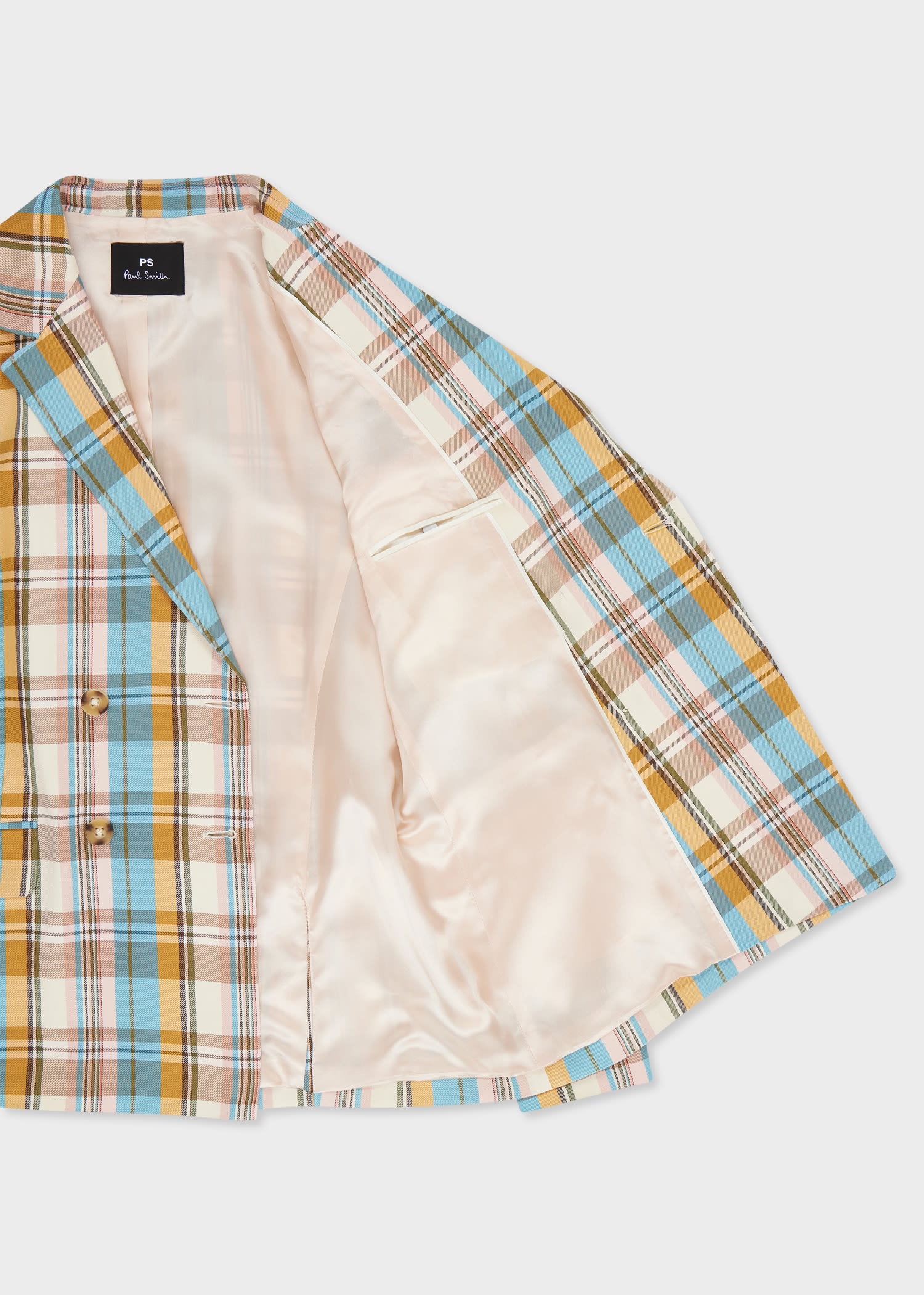 Multi Colour Check Double Breasted Jacket - 4