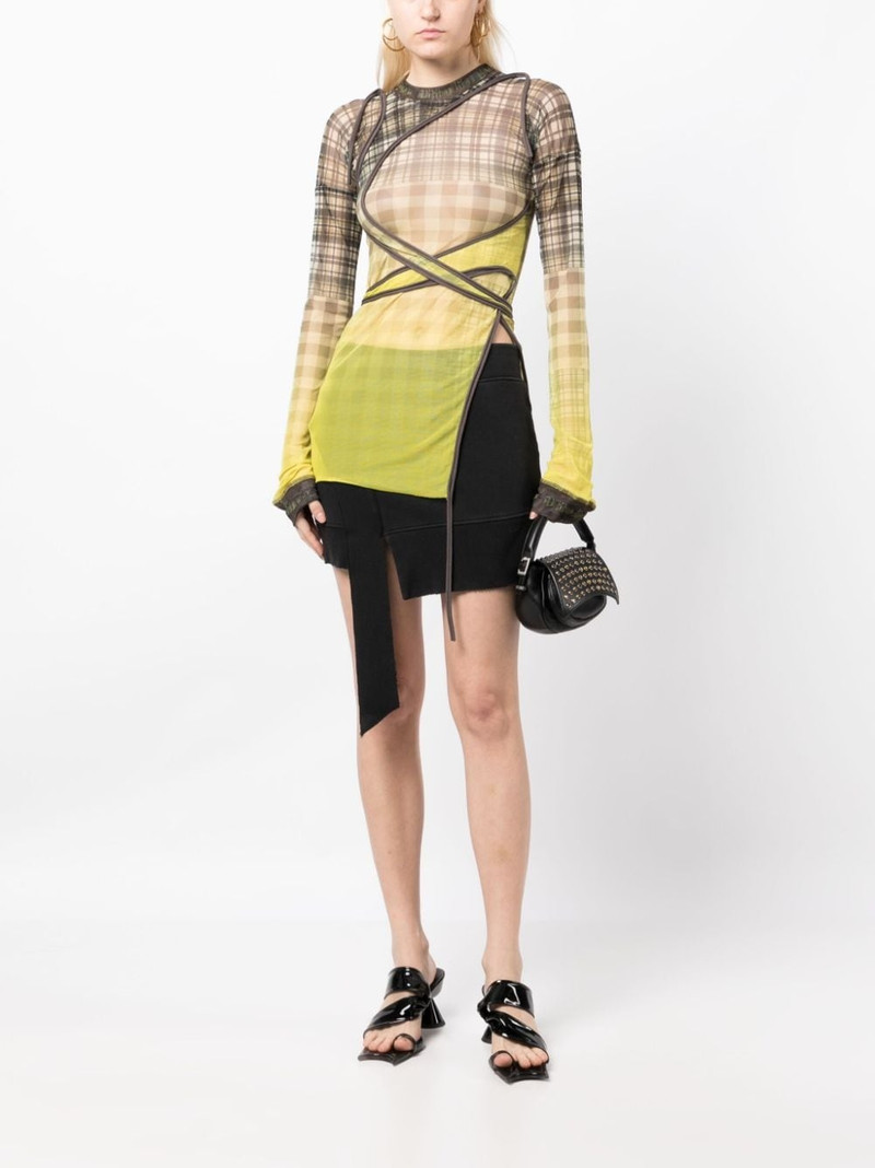 OTTOLINGER plaid-check semi-sheer T-shirt outlook