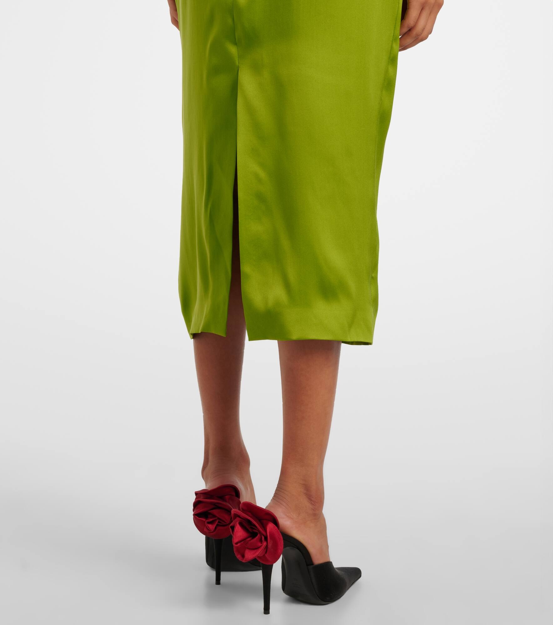 Halterneck silk satin midi dress - 5