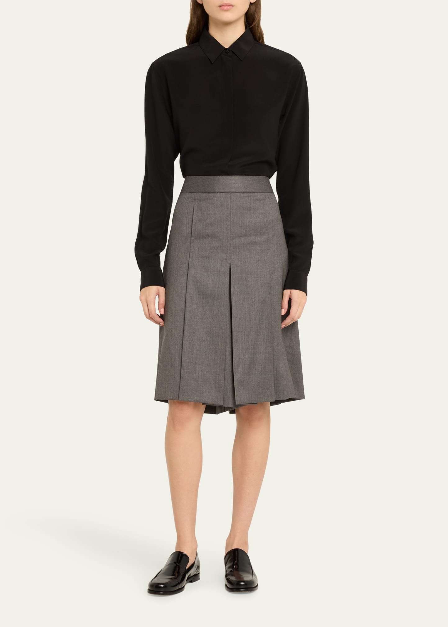 Pleated Stretch Wool Culottes - 2