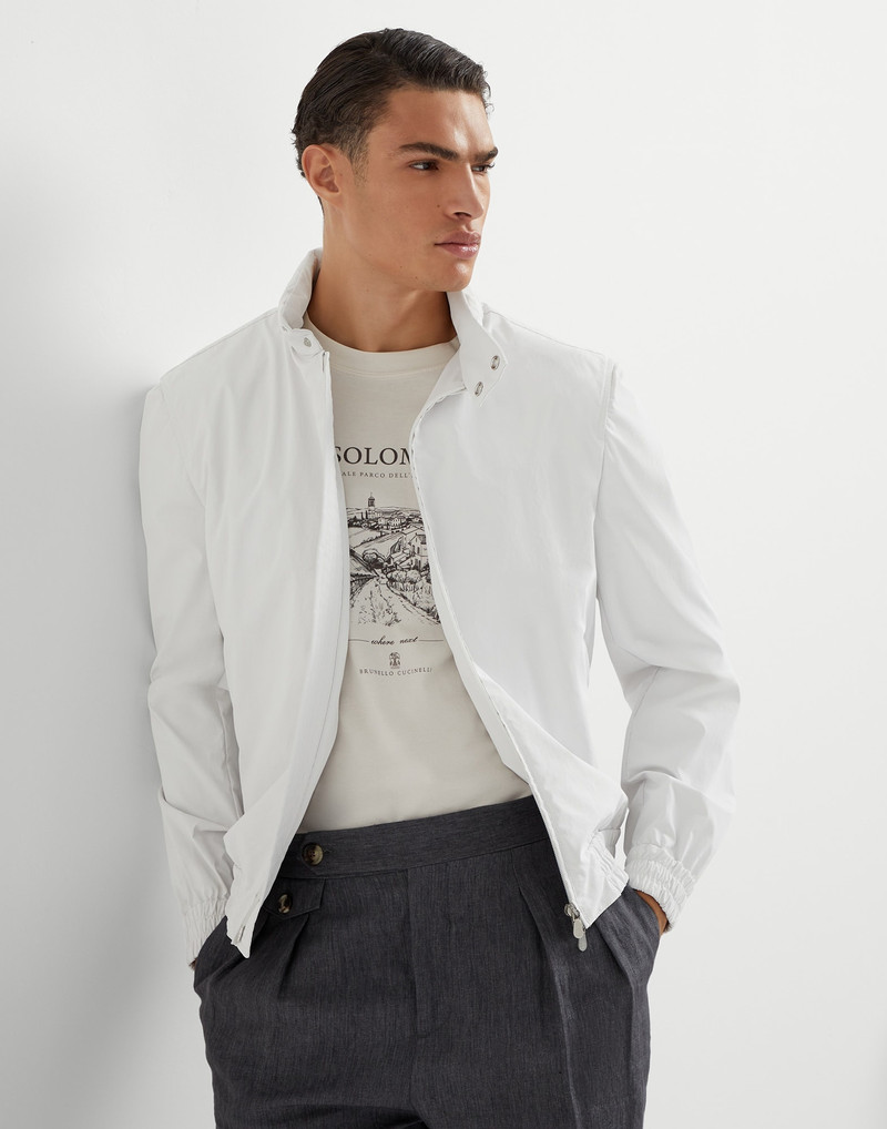 Water-resistant bonded cotton unlined outerwear jacket with packable hood 4
