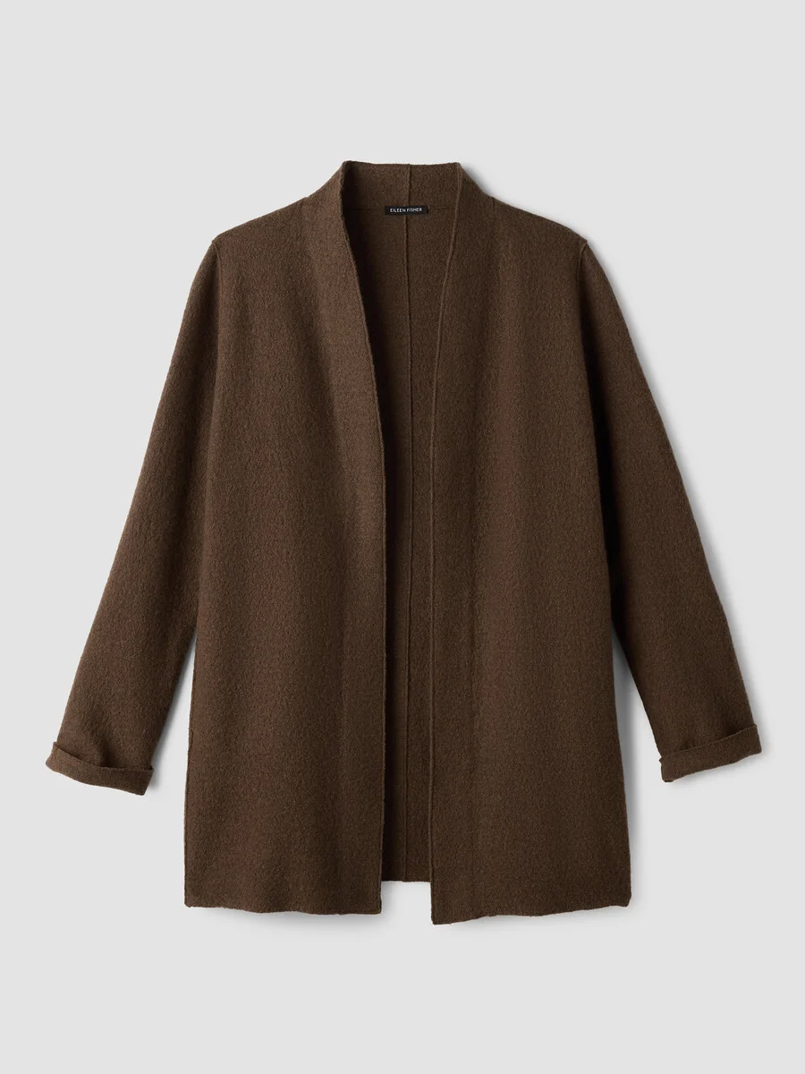 Lightweight Boiled Wool High Collar Jacket in Regenerative Wool - 1