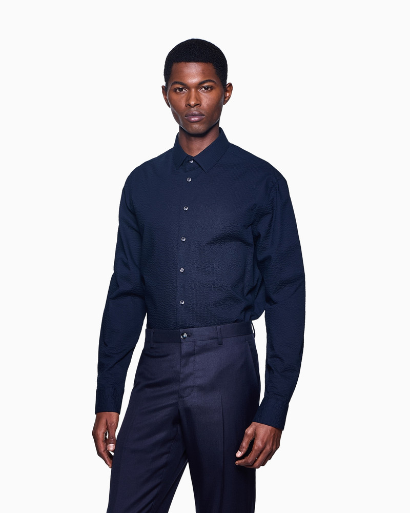 GIORGIO ARMANI REGULAR-FIT COTTON-SEERSUCKER SHIRT outlook