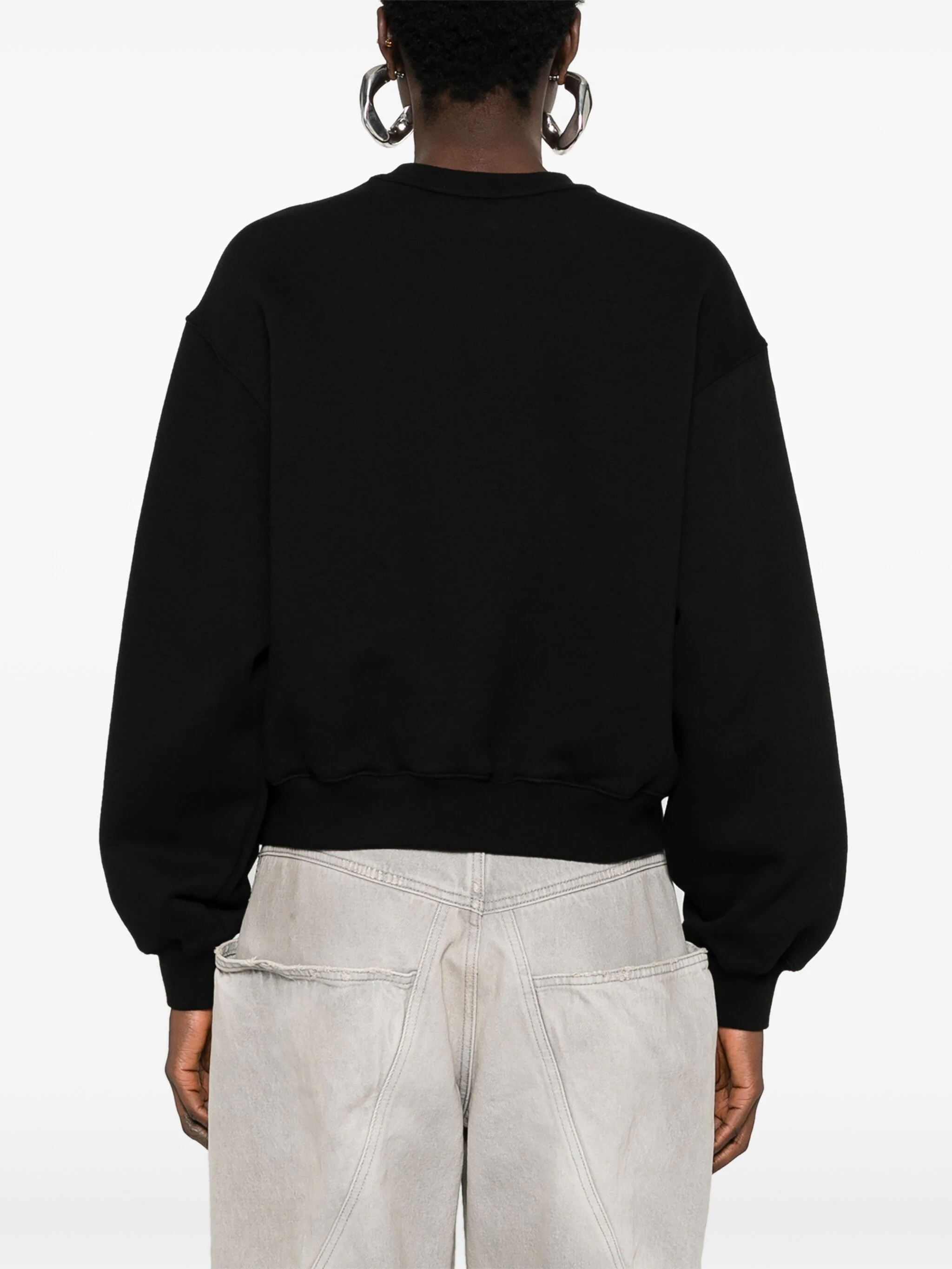 T BY ALEXANDER WANG Women Essential Terry Crew Sweatshirt W/Puff Paint Logo - 4