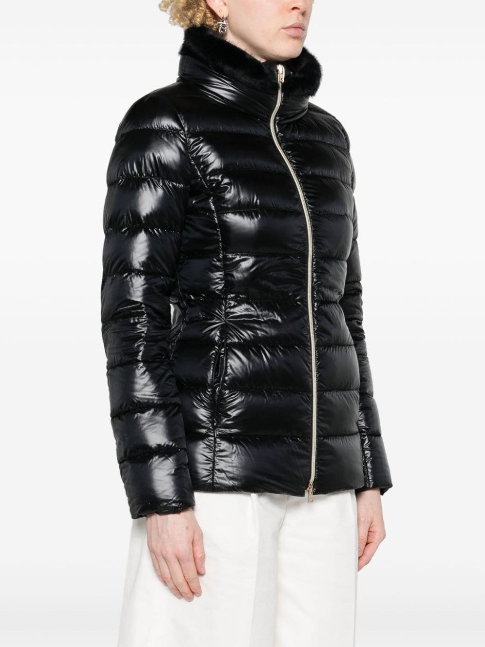 belted high-neck down jacket - 3