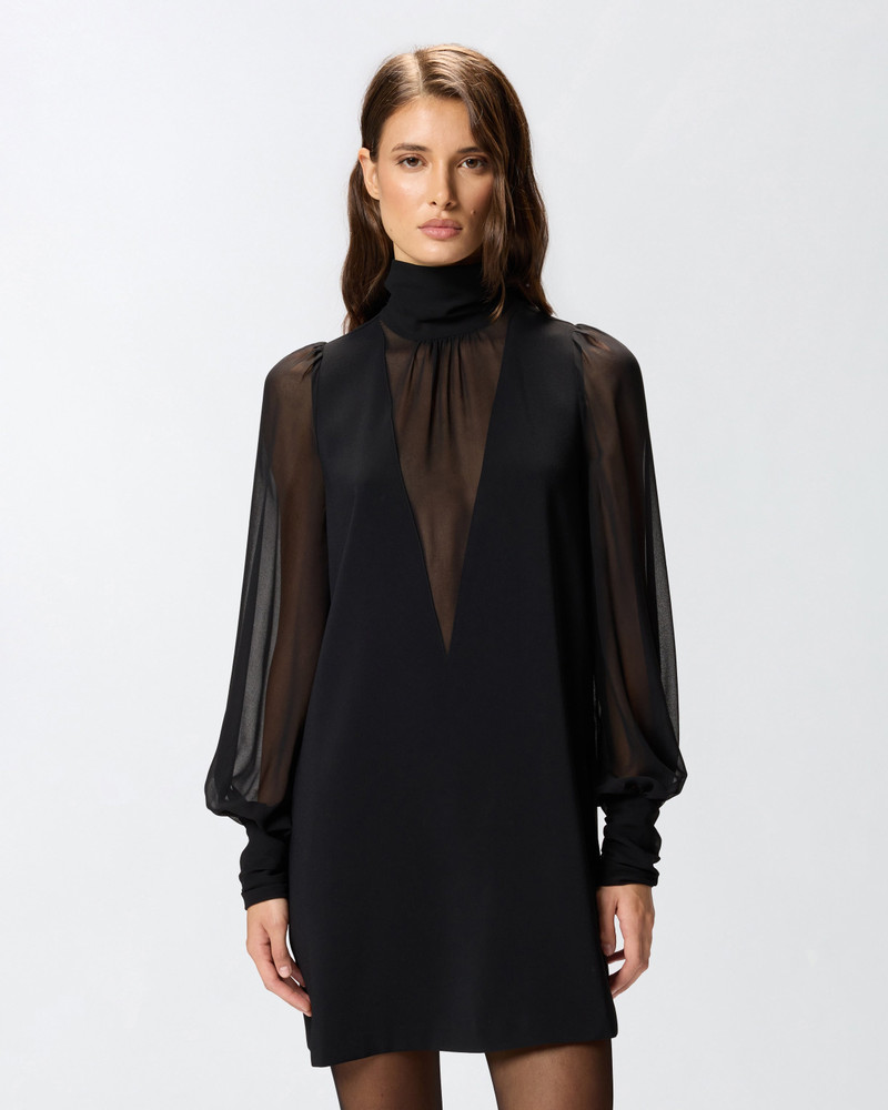 HIGH-NECK GEORGETTE MINI DRESS 4