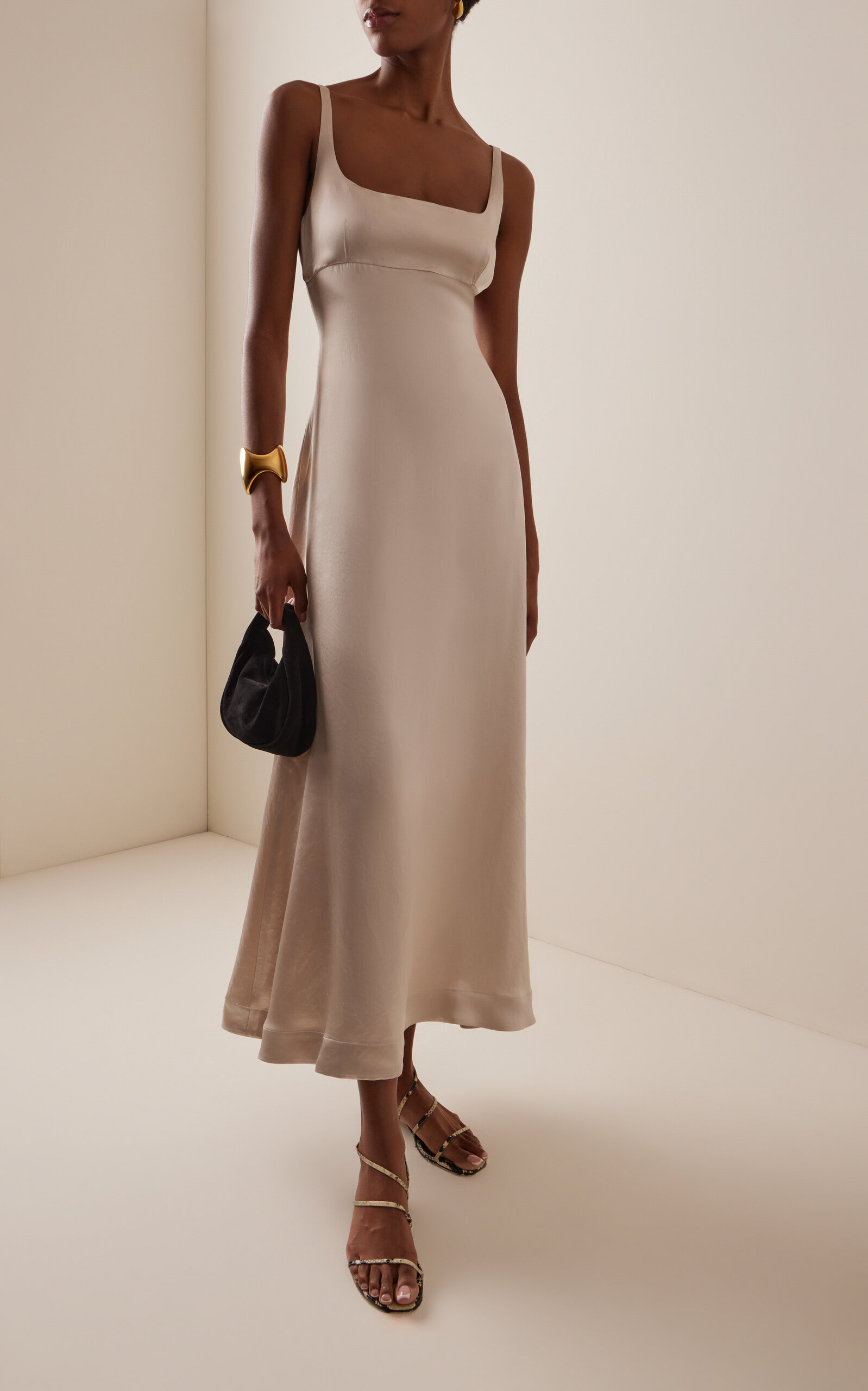 Kobe Exposed-Back Linen-Blend Maxi Dress silver - 3