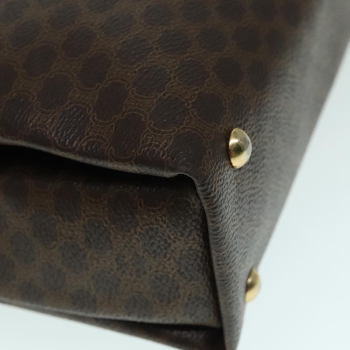CELINE Macadam Canvas Hand Bag Pvc Leather Brown Gold - 15