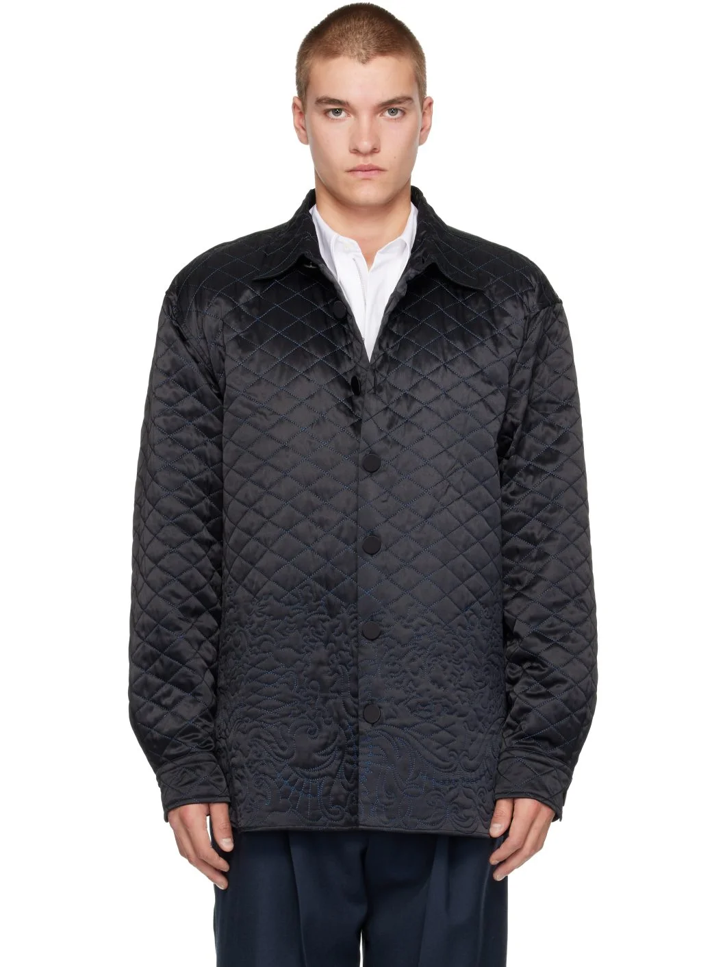 SSENSE Exclusive Black Quilted Silk Jacket - 1