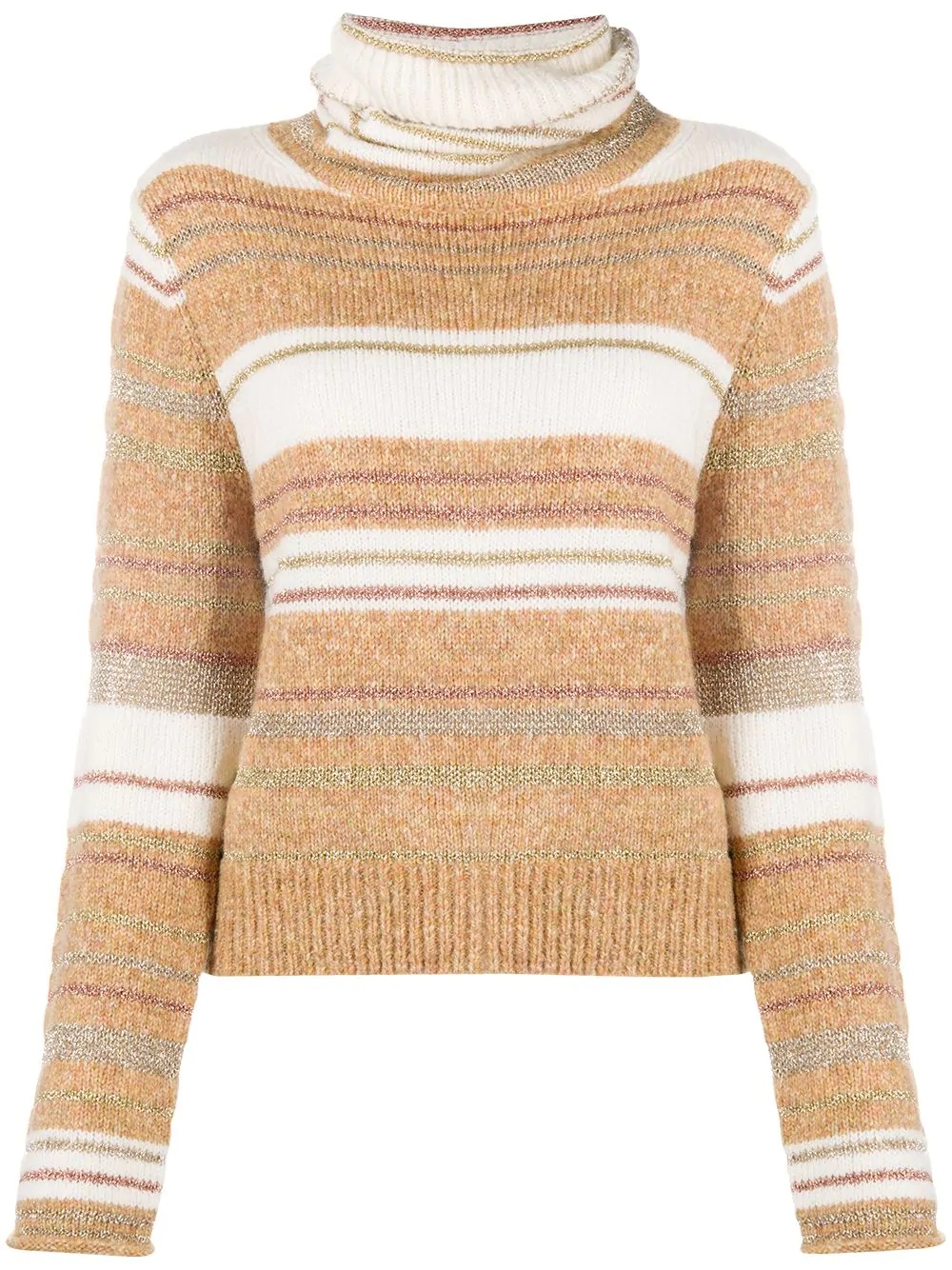 turtle neck striped knit jumper - 1