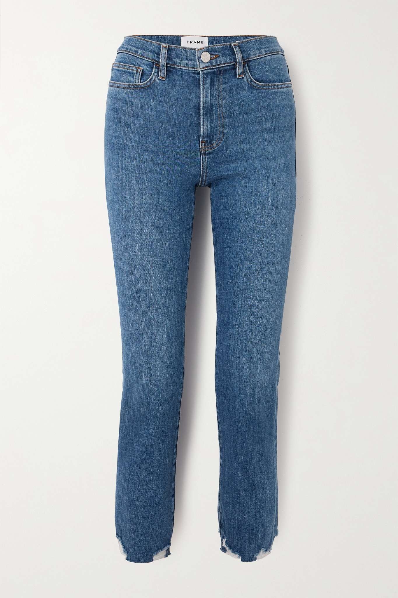 Le High Straight frayed cropped high-rise straight-leg jeans - 1