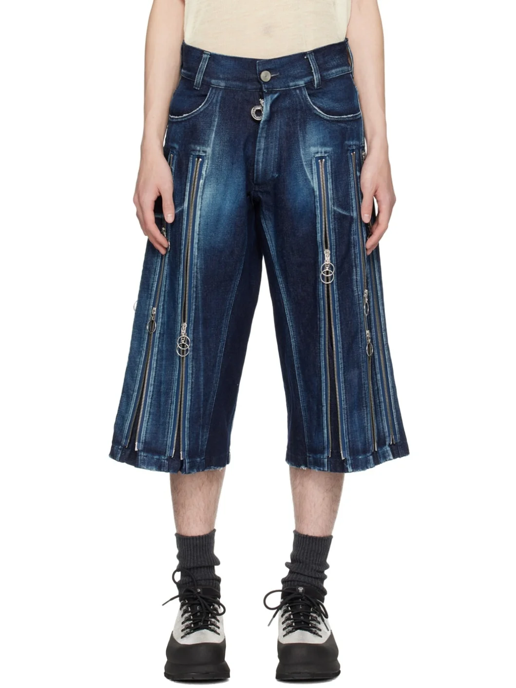 Indigo Adjustable Fit Denim Shorts - 1