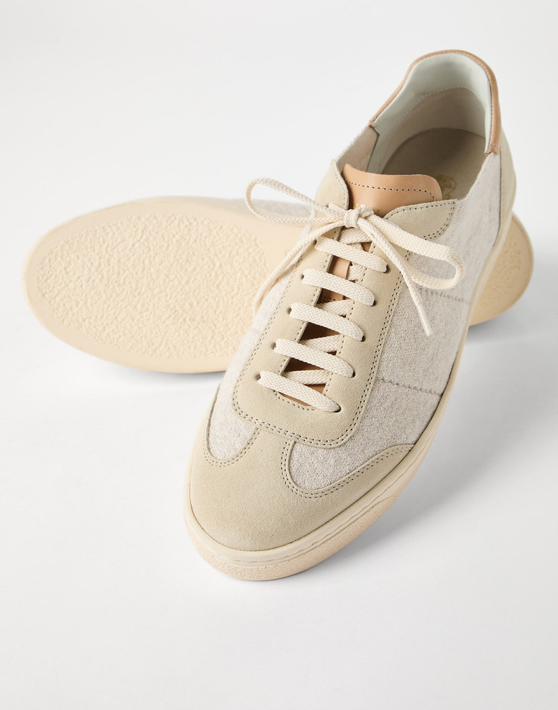 Cotton knit, washed suede and soft calfskin sneakers 3