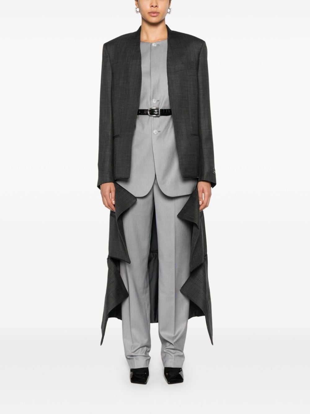 adjustable-length collarless coat - 2