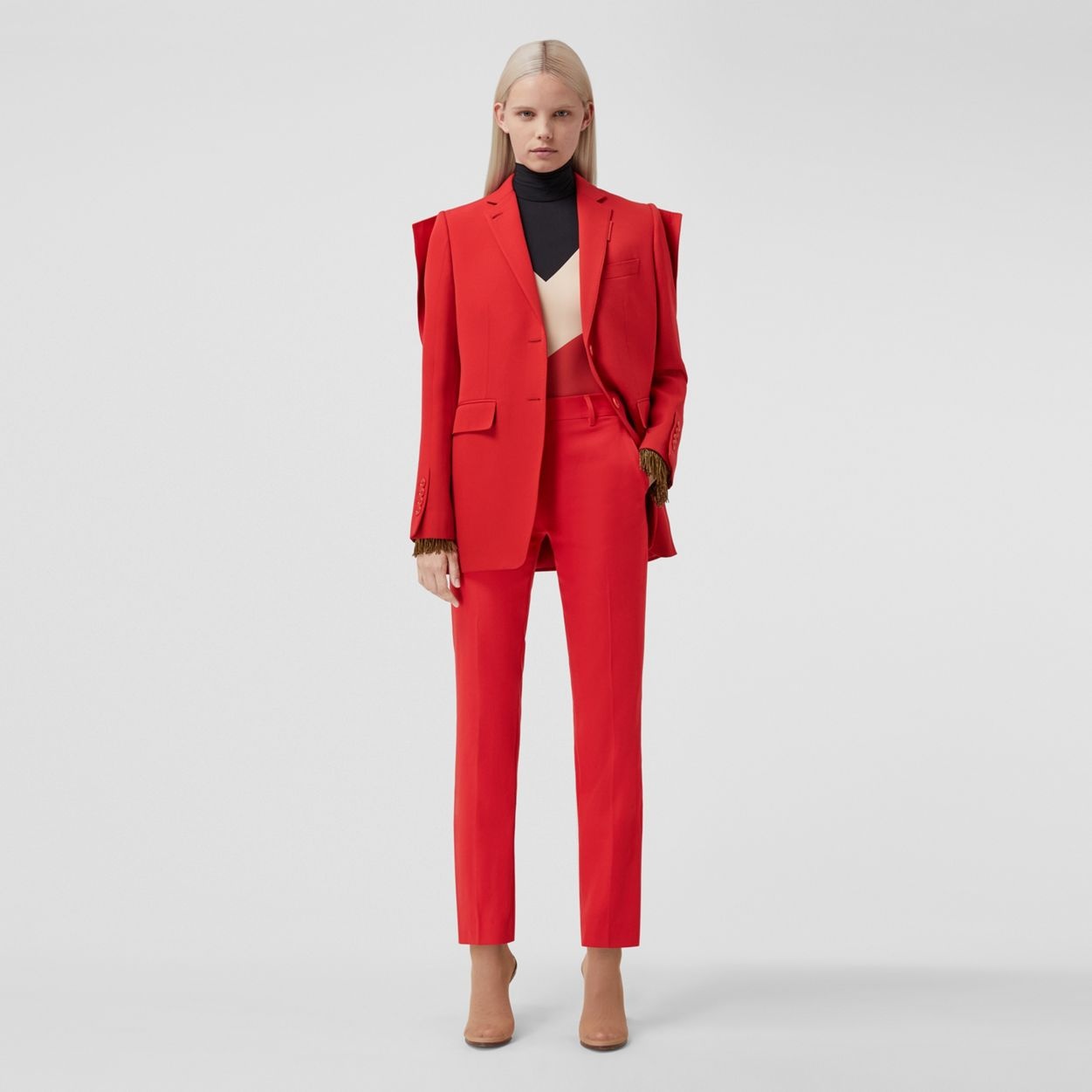 Burberry Panel Detail Grain de Poudre Wool Tailored Jacket