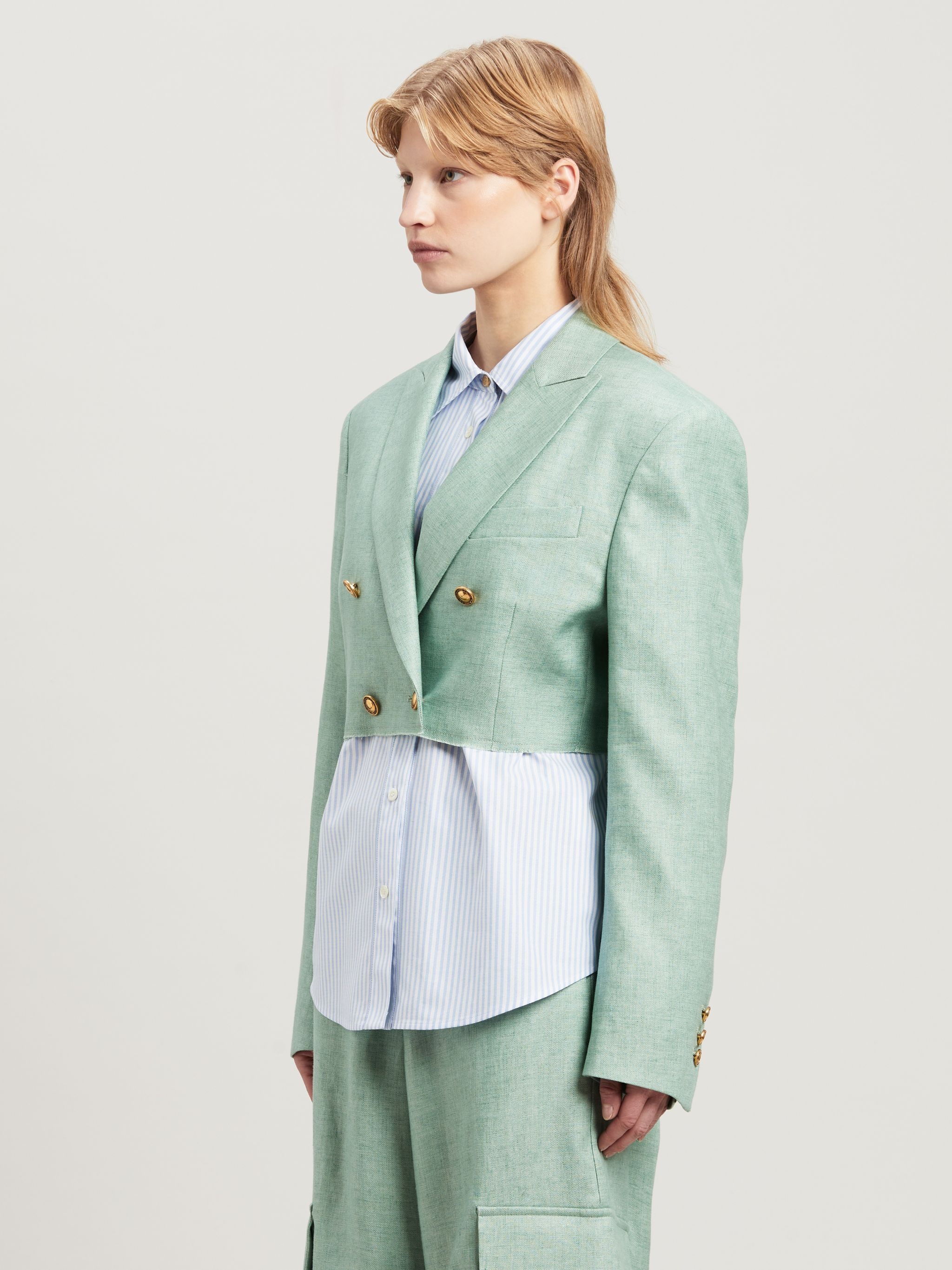 Cropped Linen Blazer - 4