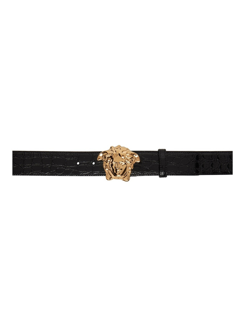 Black Croc-Embossed Medusa Belt 1