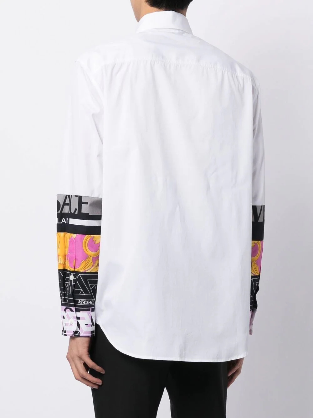 patchwork logo button-down shirt - 8