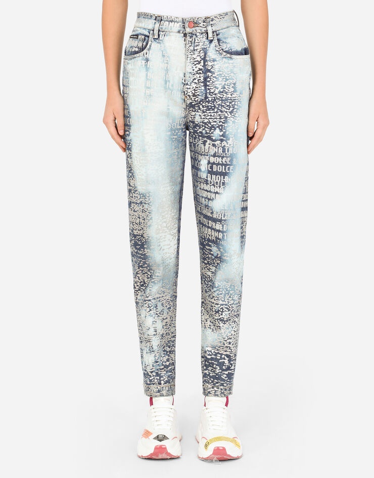 Foiled jeans with dolce & gabbana lettering - 1