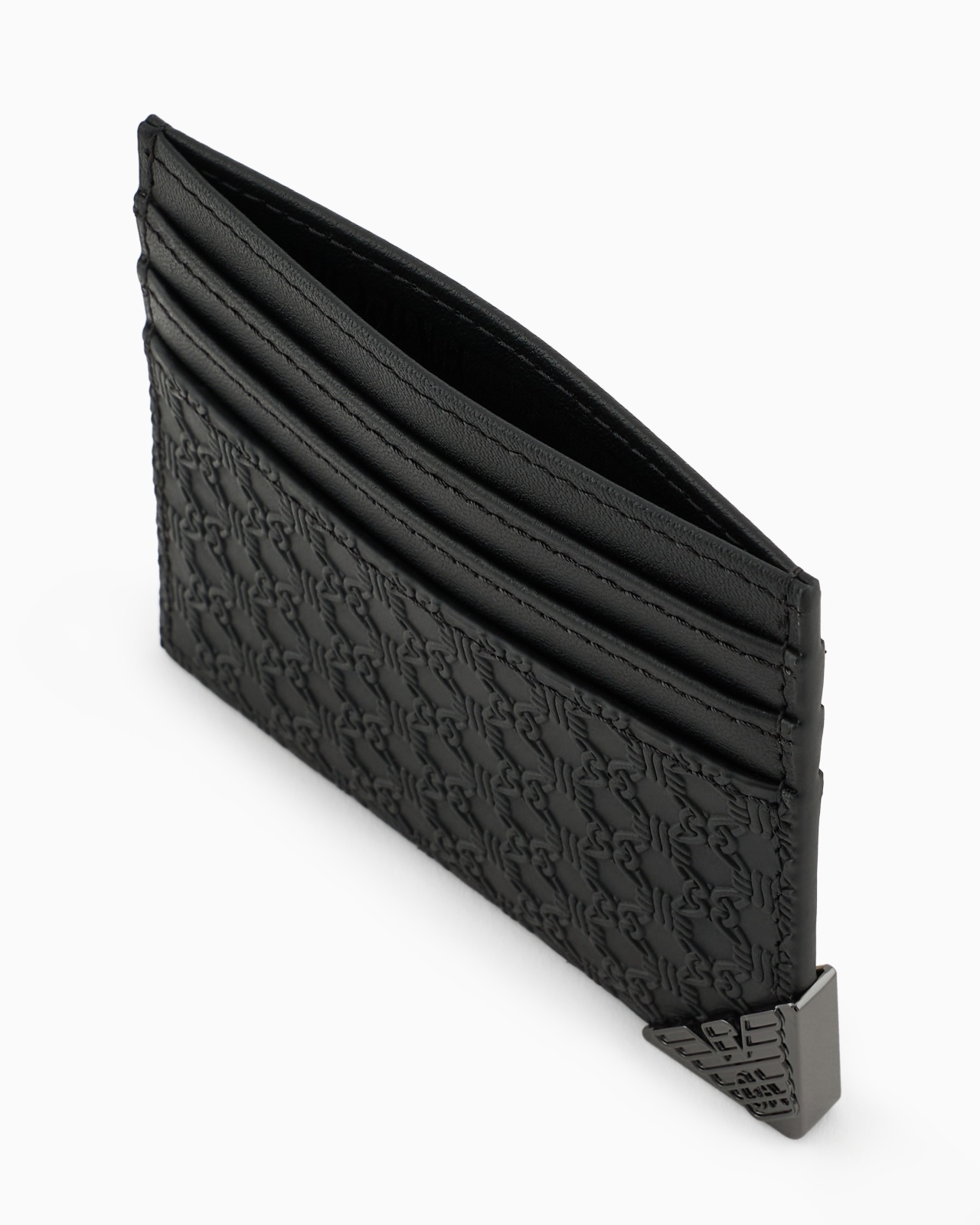 ALL-OVER EMBOSSED PATTERN LEATHER CARD HOLDER - 3
