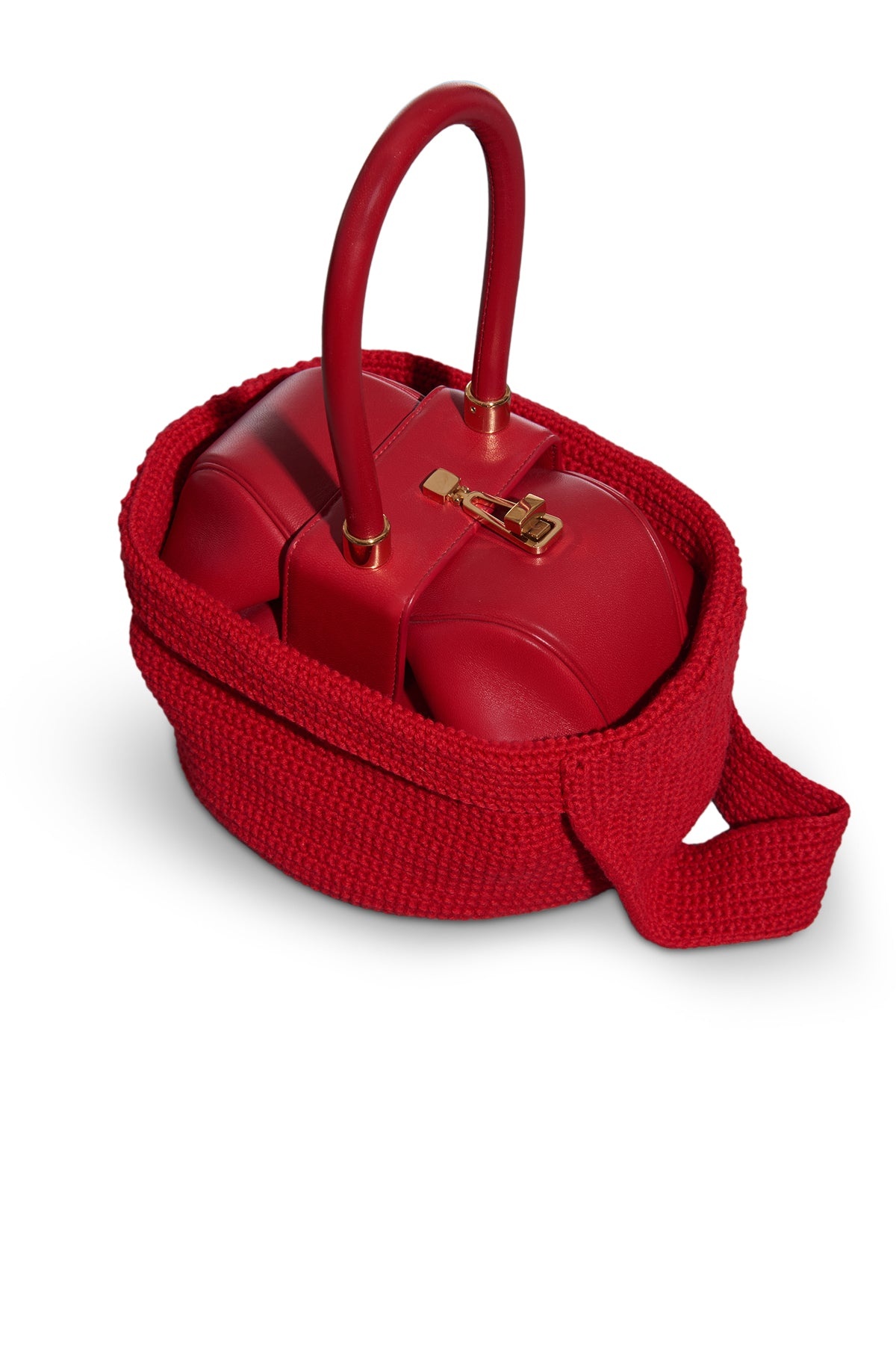 Crossover Knit Bag in Red Cashmere - 3