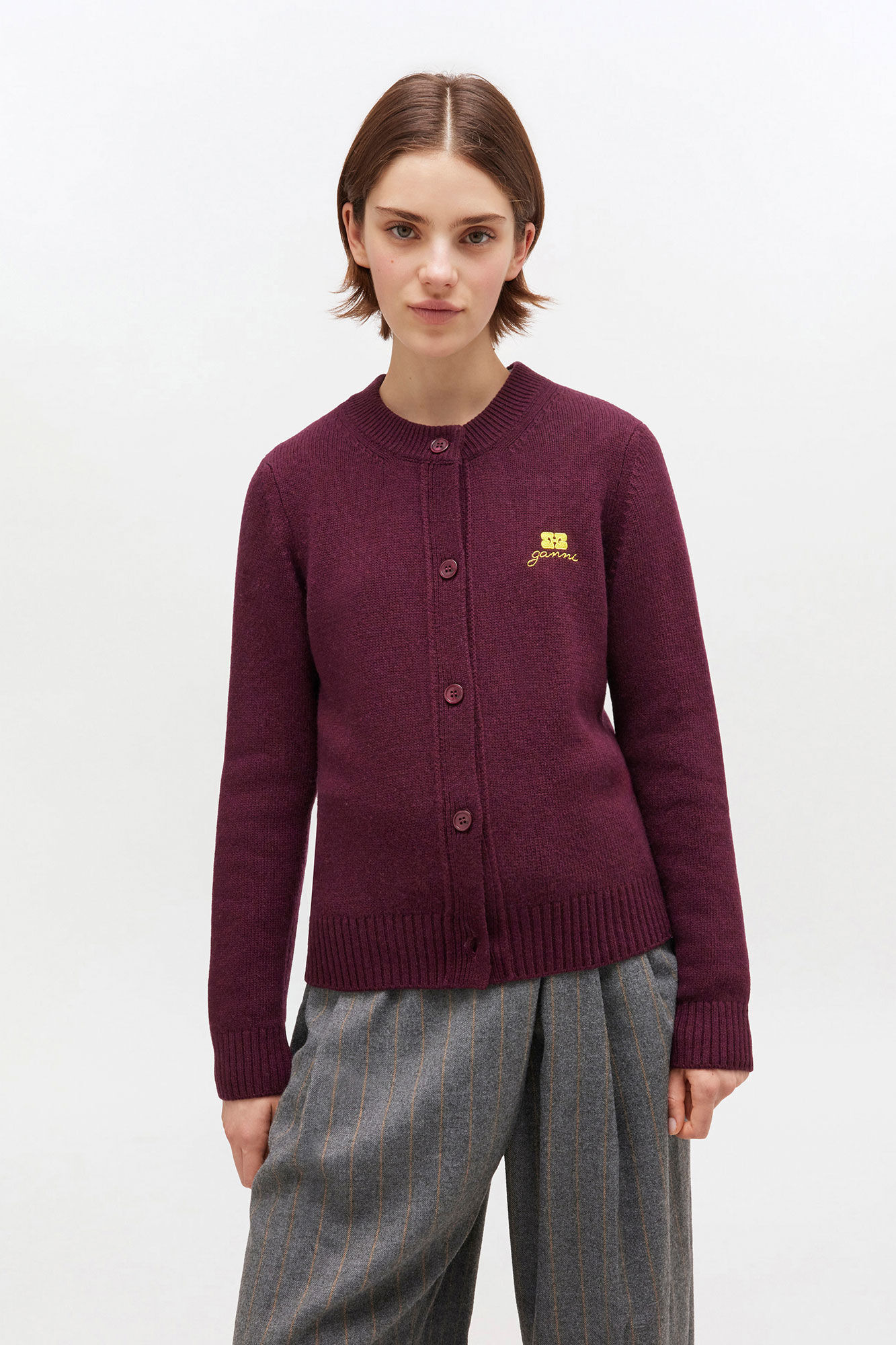 BURGUNDY WOOL MIX CARDIGAN - 3